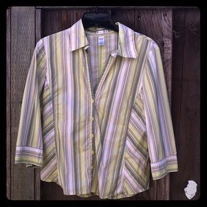 Old Navy perfect fit stretch green striped top